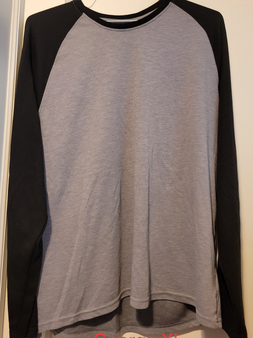 George Men's Long Sleeve Raglan Tee Black and Gray